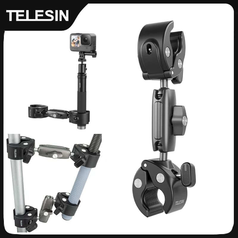 TELESIN Motorcycle Bike Monopod Bicycle Handlebar Panoramic Mount Invisible Selfie Stick Bracket for GoPro Hero DJI Insta360