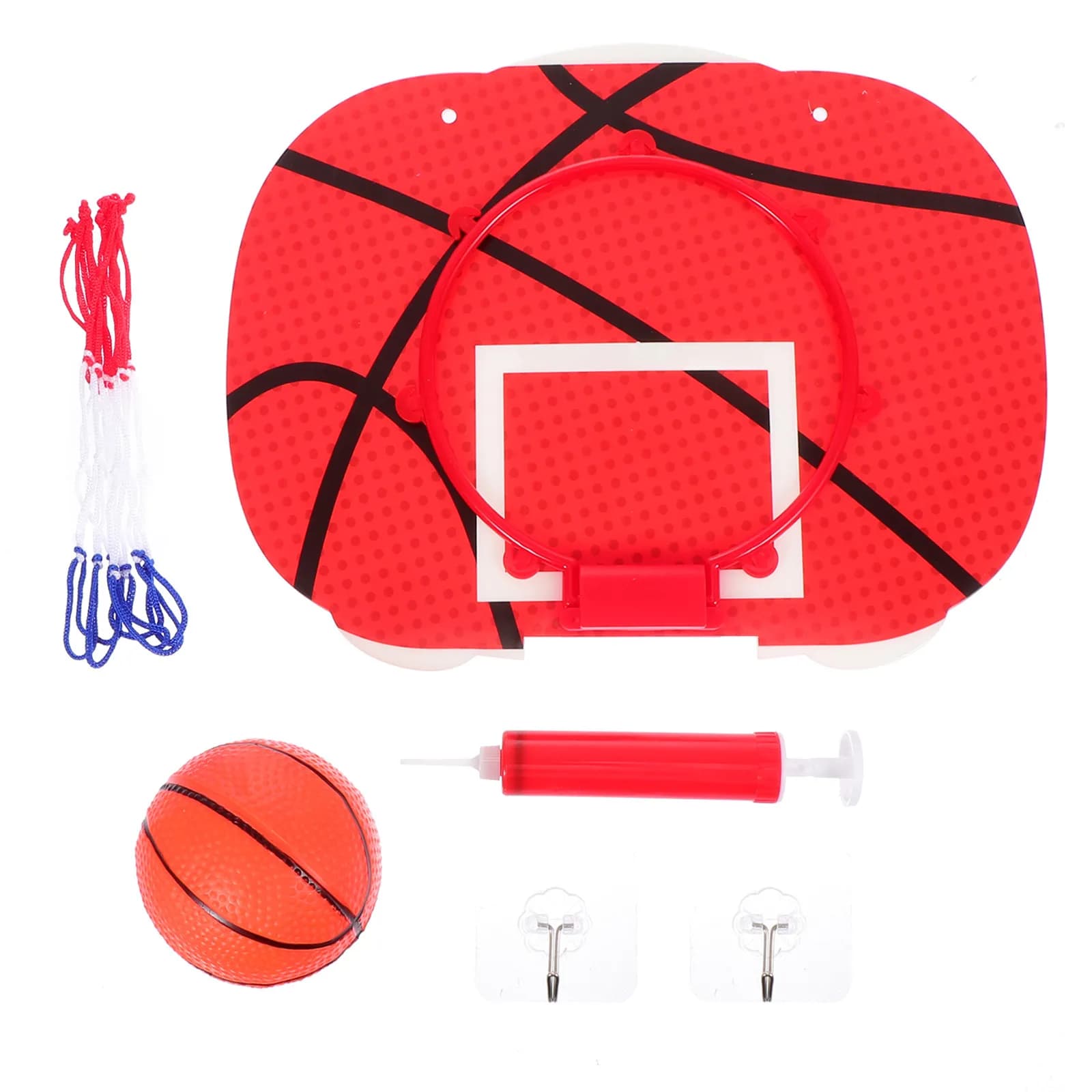 Set da 1: Canestro da basket a parete con pompa, ganci per palloni, per interni ed esterni, gioco sportivo per bambini, giocattoli da basket
