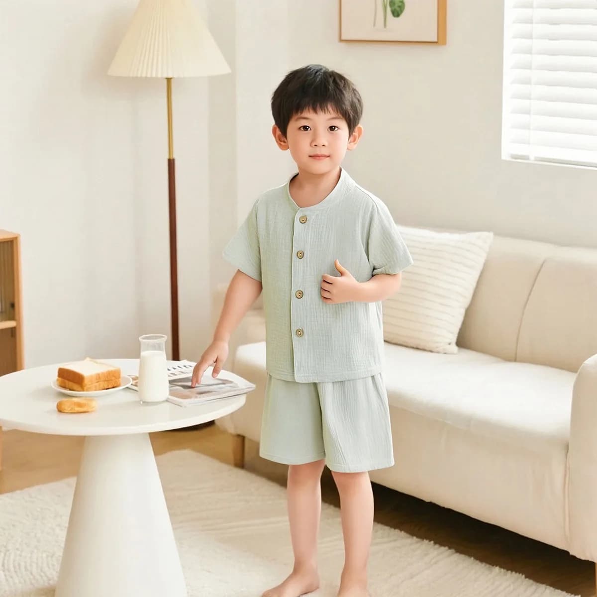 Ragazzi Ragazze Abiti estivi Baby Mussola di cotone Abbigliamento per la casa Vestiti Camicia Pantaloncini Abiti Bambini Pigiama Top + Pantaloni Set 2 pezzi 1-12T