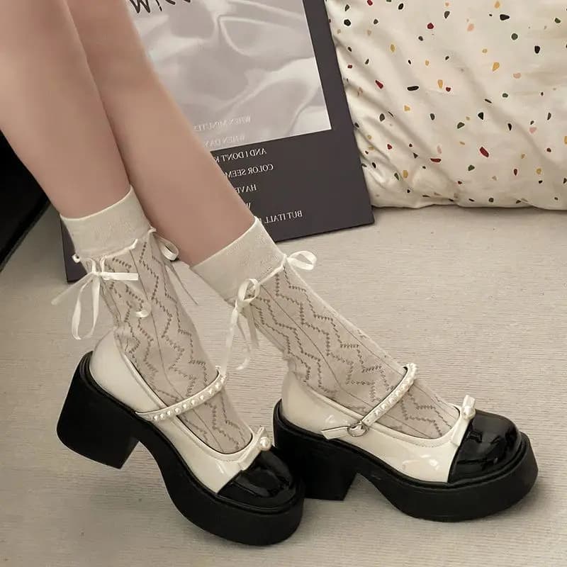 2025 Summer New Small Scent Style Chunky Heel Thick Bottom Height Increased Shoes Mary Jane with skirt JK Small leather shoes