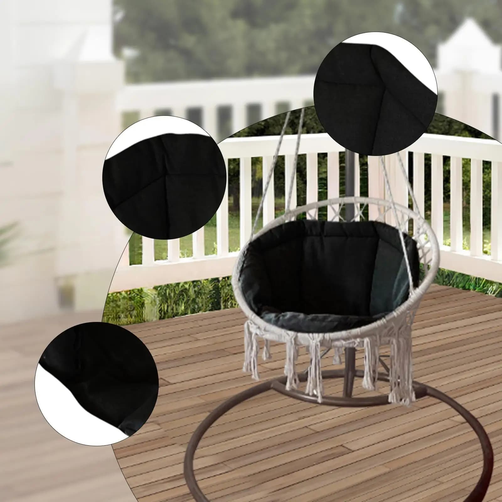 Cuscino di Ricambio per Sedia Sospesa a Uovo, Imbottitura Spessa in Lino, Cuscino Ergonomico per Sedia da Giardino e Patio