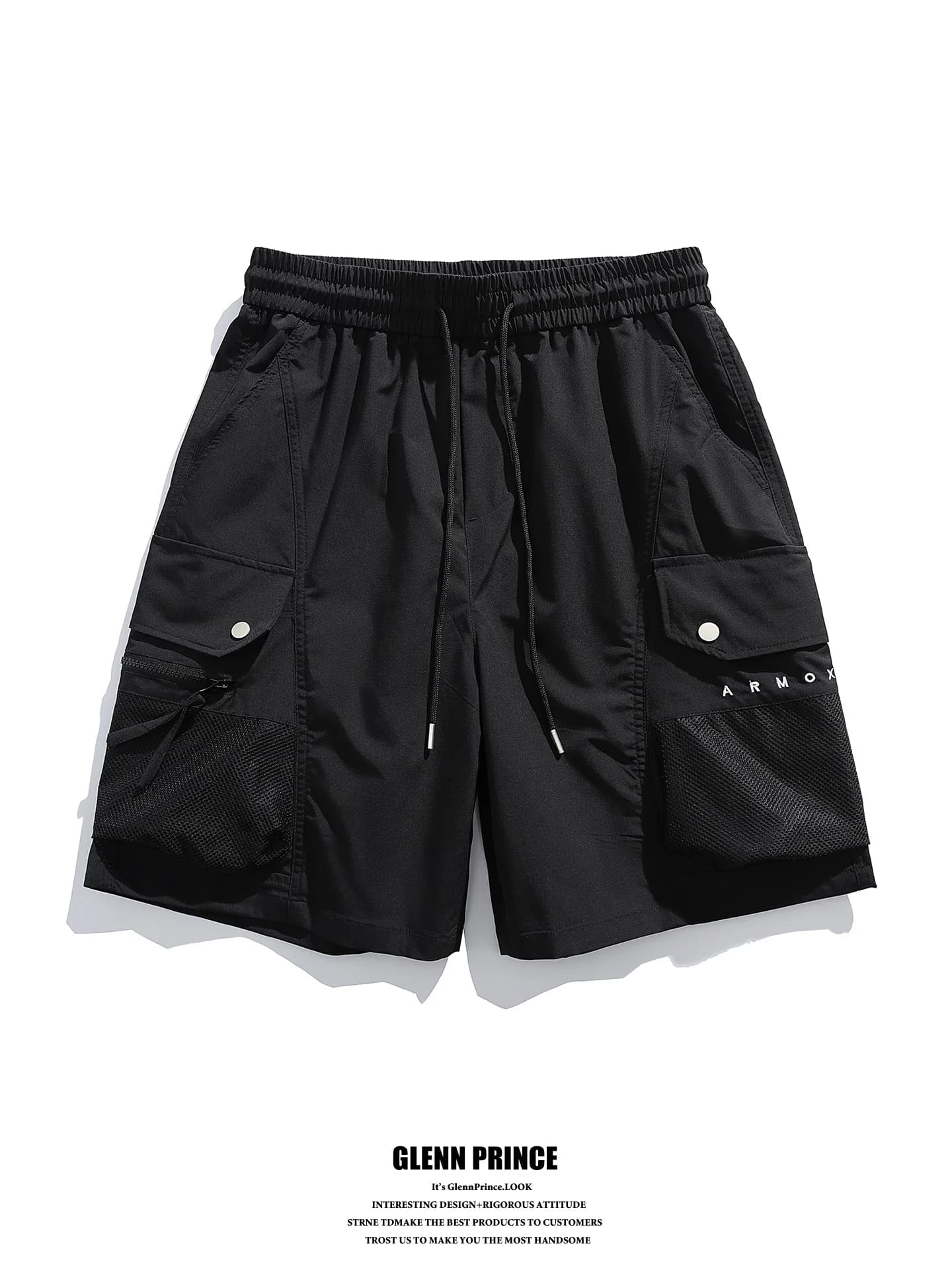 GPstudio American Functional Three-Dimensional Mesh Pocket Workwear Shorts Men Summer Elastic Waist Casual Sports Five-Point ...