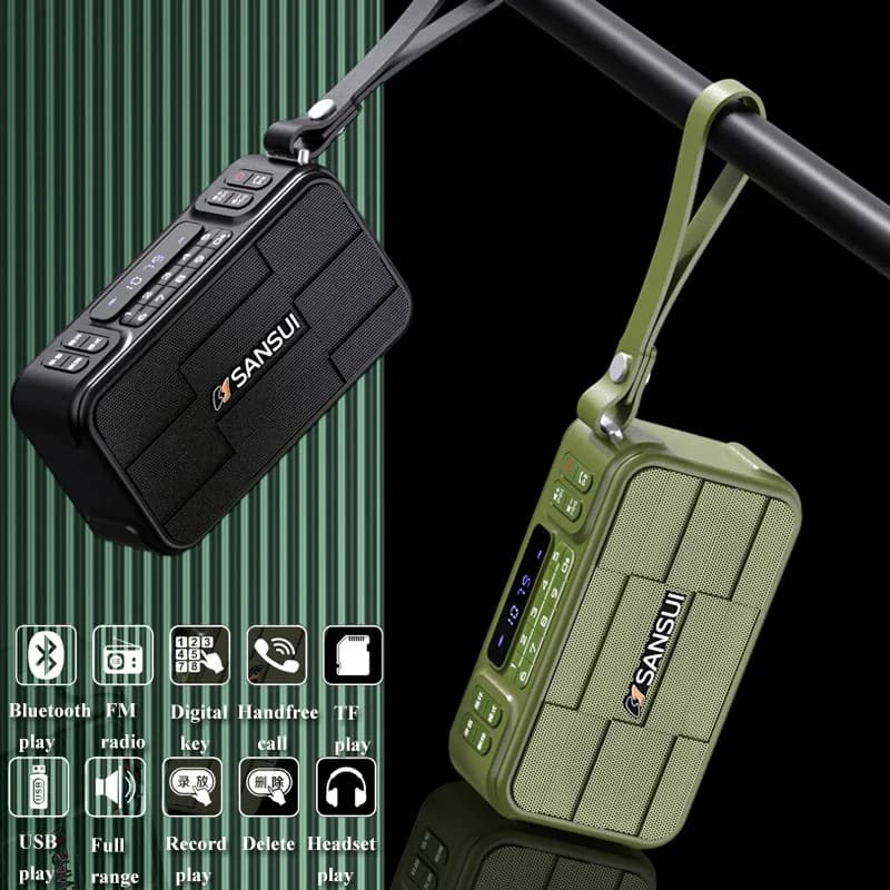 Portable FM Radio LED Display Recorder Wireless Bluetooth Speaker Handsfree Call Music Player Support TF Card U Disk AUX Headset