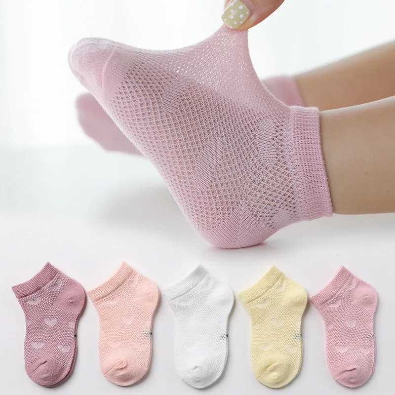 Set of 5 pairs of socks for children Summer socks net for kids Slim mesh socks spring summer short socks for boys girls