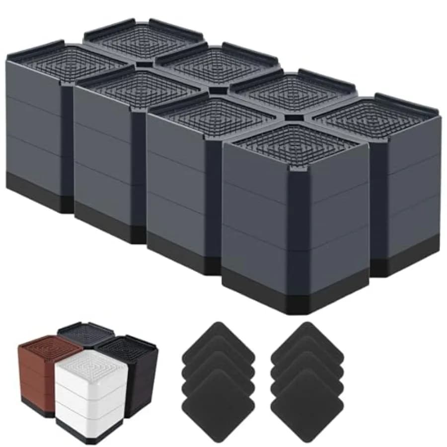 Rialzi per Letto Regolabili Resistenti, Blocchi Rialzanti per Mobili da 1.5, 3, 4.3 Pollici per Divano, Tavolo, Scrivania, Gambe di Sedie, Frigorifero