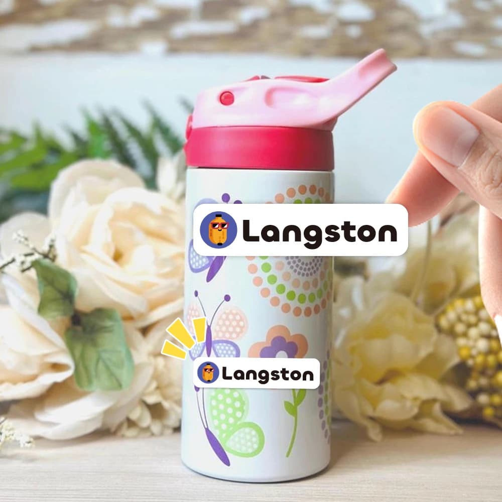 Custom cherry Name Sticker,Transparent Waterproof Stickers for Kids,diy Name Labels for School Bag Bottles Box Mug Uniform