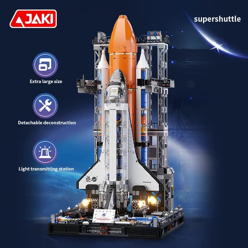 JAKI-8513 Razzo spaziale, navetta spaziale per esplorare la luna, modello di razzo spaziale da costruire, blocchi di costruzione per adulti e bambini, giocattoli.