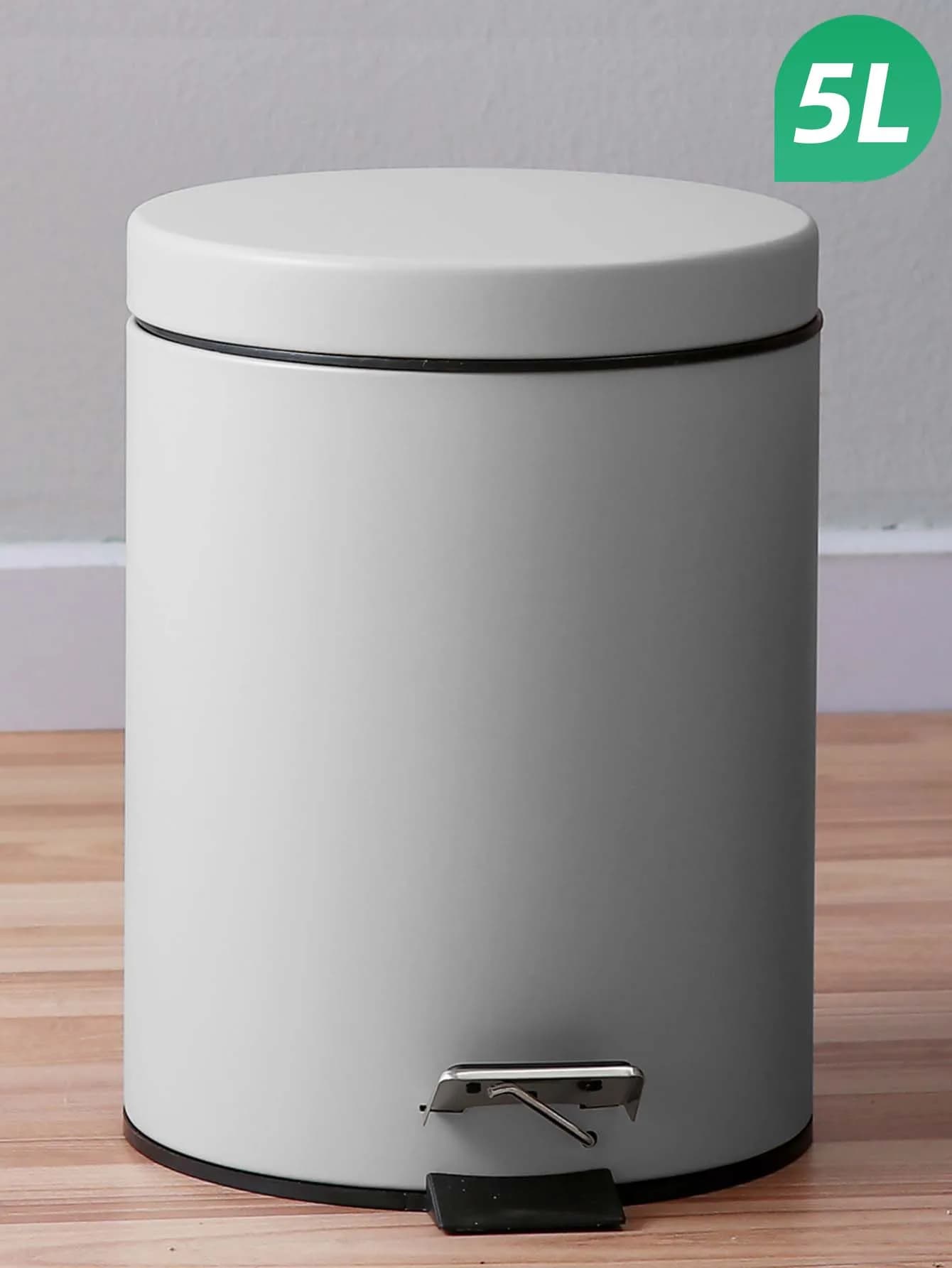 Pattumiera rotonda in metallo con pedale Contenitore per rifiuti da 5 litri con cestino interno rimovibile per bagno, camera da letto, cucina