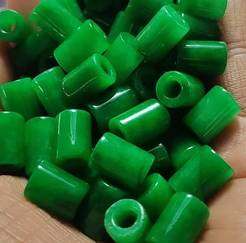 5pc perline di giada verde naturale perline a barilotto grande foro pendenti Jadeite smeraldo bracciale fai da te collana gioielli accessori moda