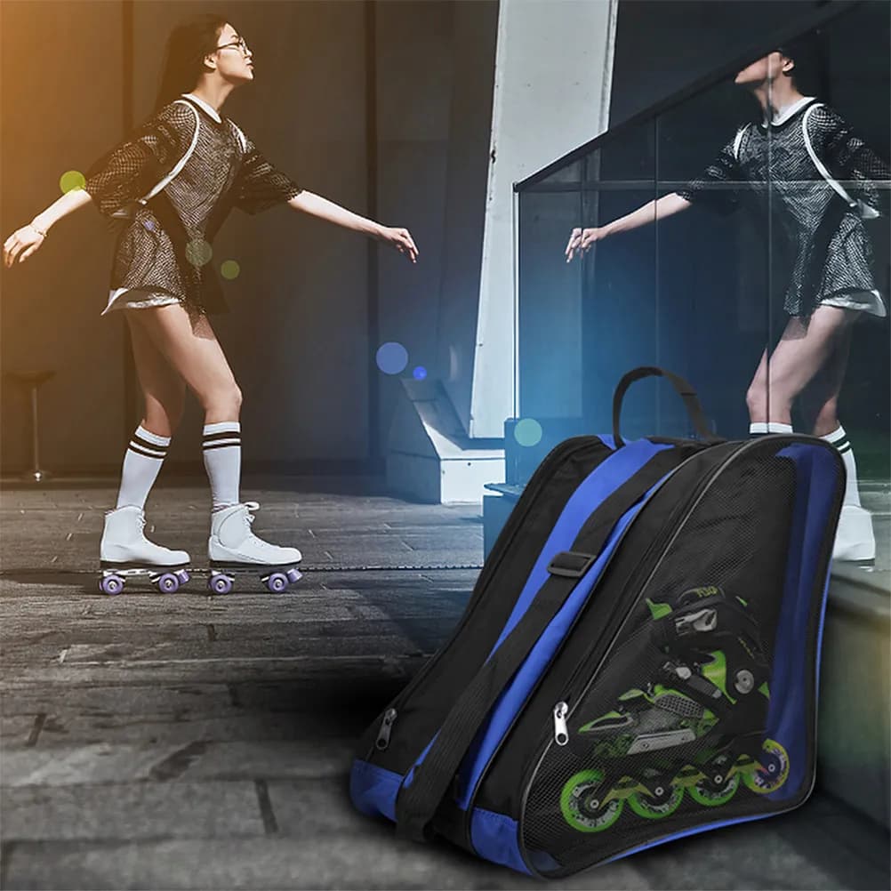 Borsa per Pattini in Tessuto Resistente e Spesso per Pattini a Rotelle e Inline, Elegante e alla Moda, per Uso Esterno, Lavabile, Durevole, a Forma Triangolare