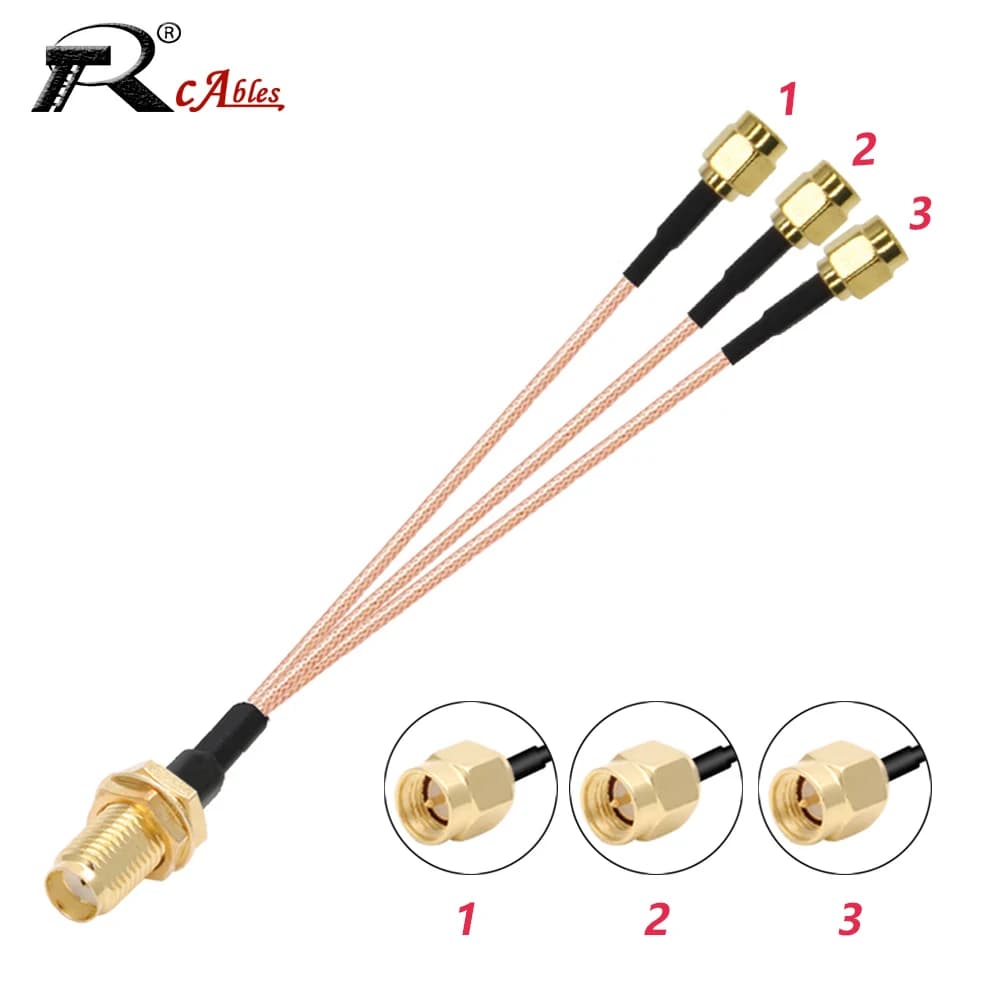1PC SMA femmina da paratia a 3 SMA maschio spina da 1 a 3 adattatore Splitter RF coassiale RG178 Pigtail Jumper cavo di prolunga per Antenna WIFI