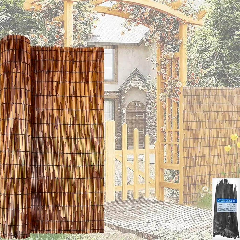 Natural Reed Roll Privacy Screens, 2T-6T x 16.4T, Outdoor Patio Balcony Panels
