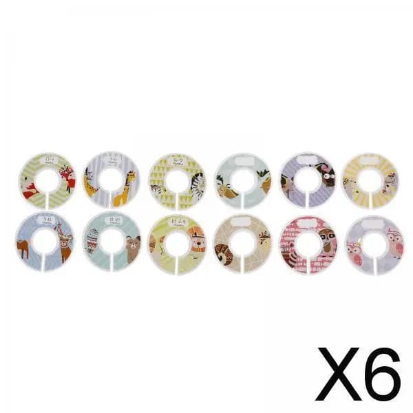 6x Labels for Wardrobe, Rings for Indicating Dress Sizes, Separators for Dresses