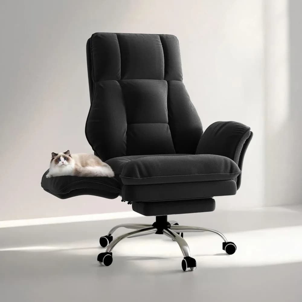 Sedia Ergonomica Grande e Alta con Schienale Alto, Braccioli Ribaltabili, Seduta Ampia, Poggiapiedi Reclinabile per Ufficio e Gaming