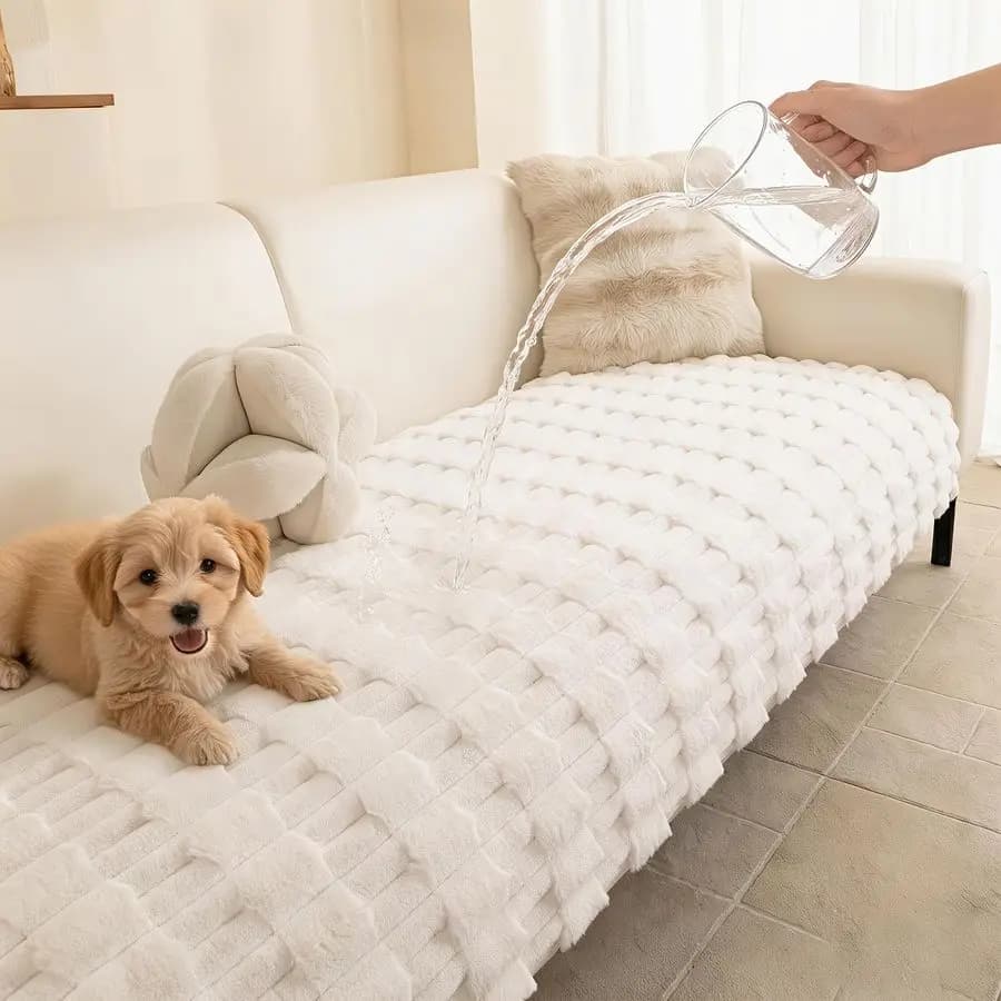 HOME 100 waterproof cover for Dogs, Lavable Plush Cover for 3 Cushion Sofa, Suitable for Home Animals