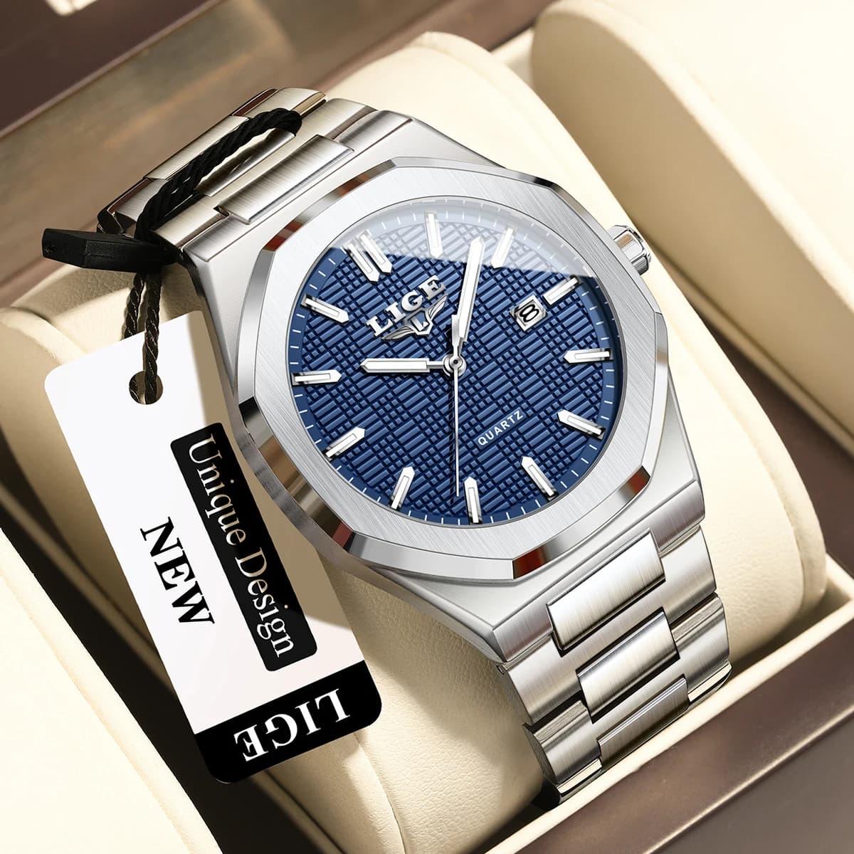 LIGE Orologi da Polso al Quarzo per Uomo, Best Seller, Design Semplice e alla Moda, Impermeabili, Cinturino in Acciaio Originale, Luminosi