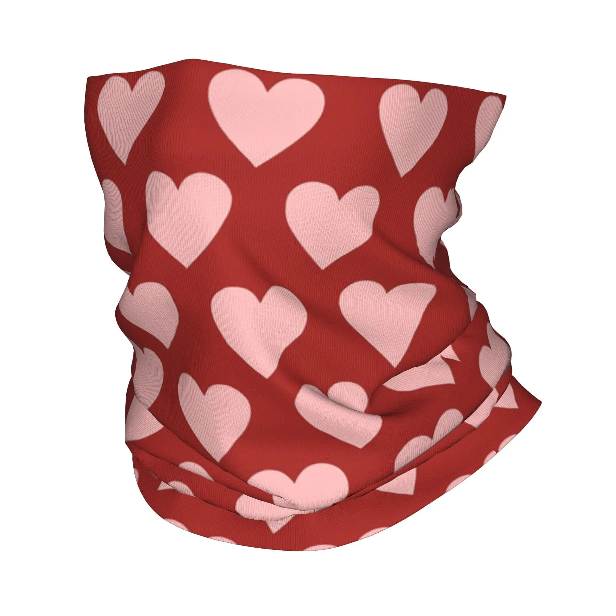 Bandana a forma di cuore con motivo romantico e carino, sciarpa con stampa, maschera multifunzione, maschera per il viso, ciclismo, unisex, per adulti