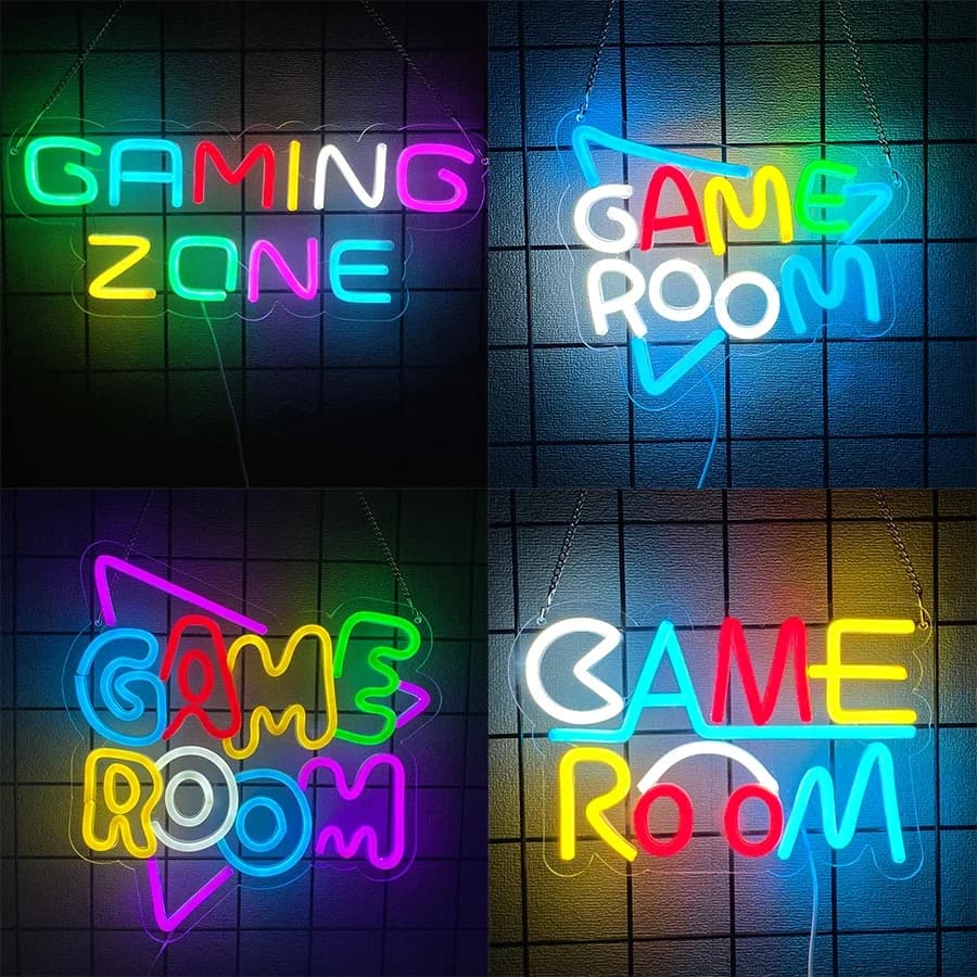 Insegne al neon Game Zone per decorazioni murali, luci a LED alimentate tramite USB, fatte a mano, utilizzate per camera da letto, club, sala giochi, decorazioni per feste Man Cave.