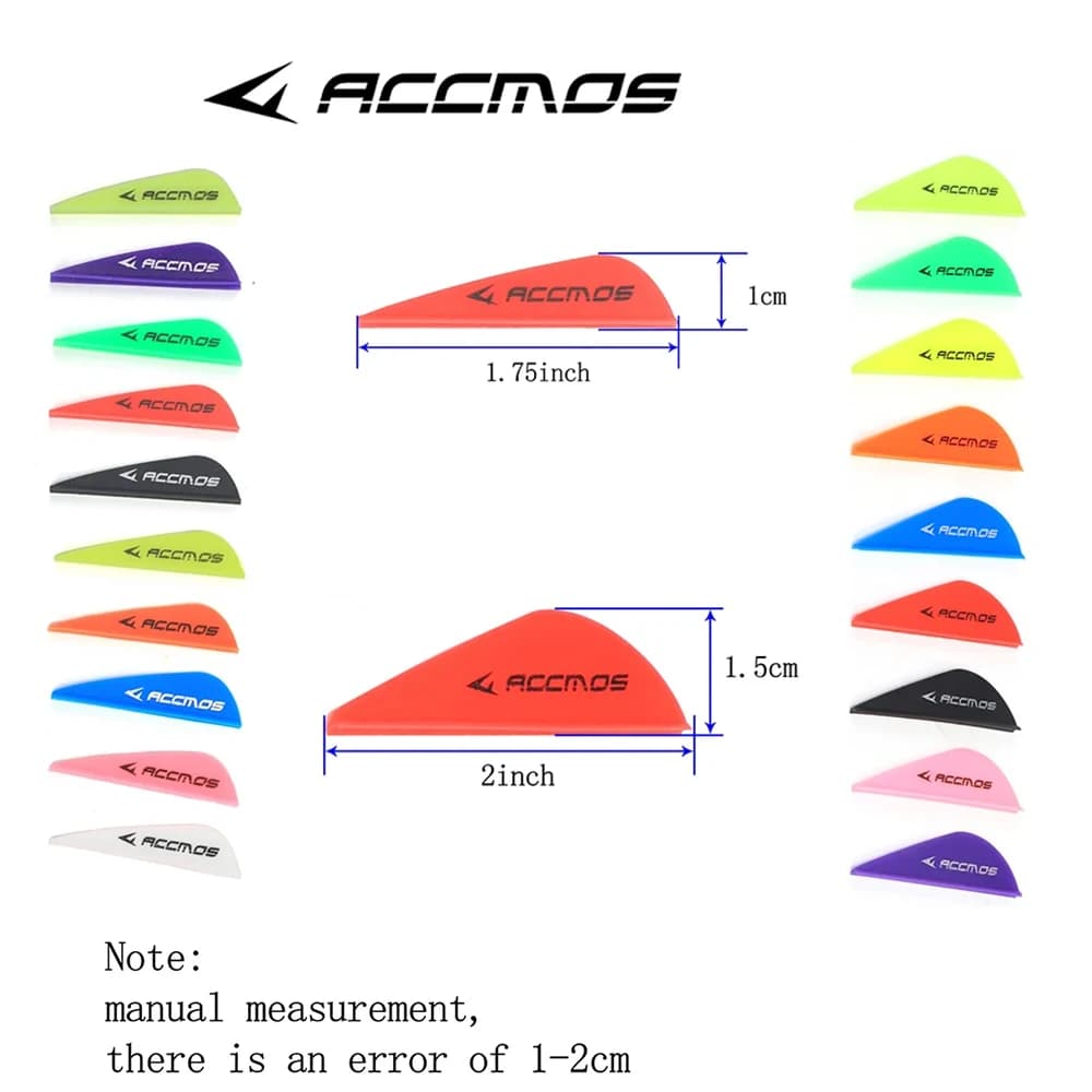 50pcs ACCMOS Rubber Feather 1.75/2inch for Archery Fletching DIY Arrow Accessories