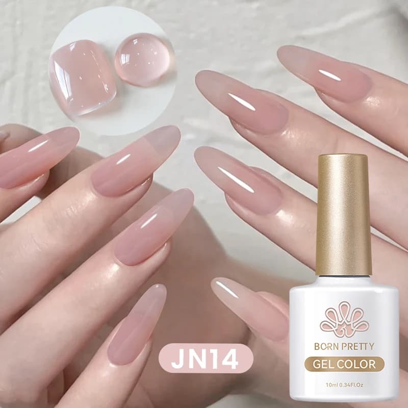 BORN PRETTY Jelly Smalto per unghie gel trasparente Colore rosa nudo UV Soak Off Gel Smalto Giada Nail Art Gel 10ml Design Manicure