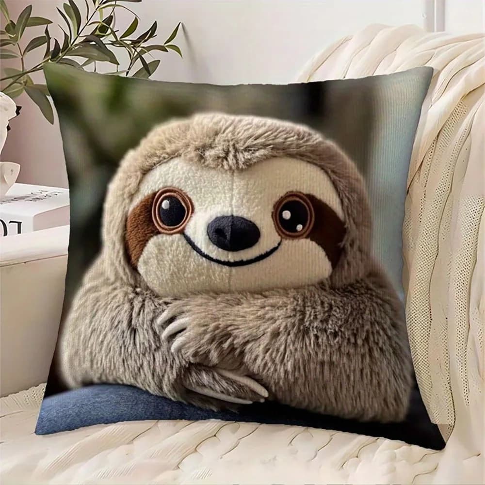 1pc 3D Sloth Plush Throw Pillow Cover Cute Soft Decorative Cushion Case for Sofa Bedroom Living Room