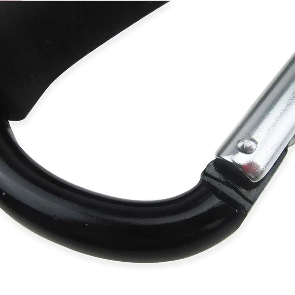 2Pcs Multifunction Baby Stroller Hook D-Ring Aluminum Alloy Carriage Hanger Sponge Handle Soft Grip Shopping Bag Clip Hooks