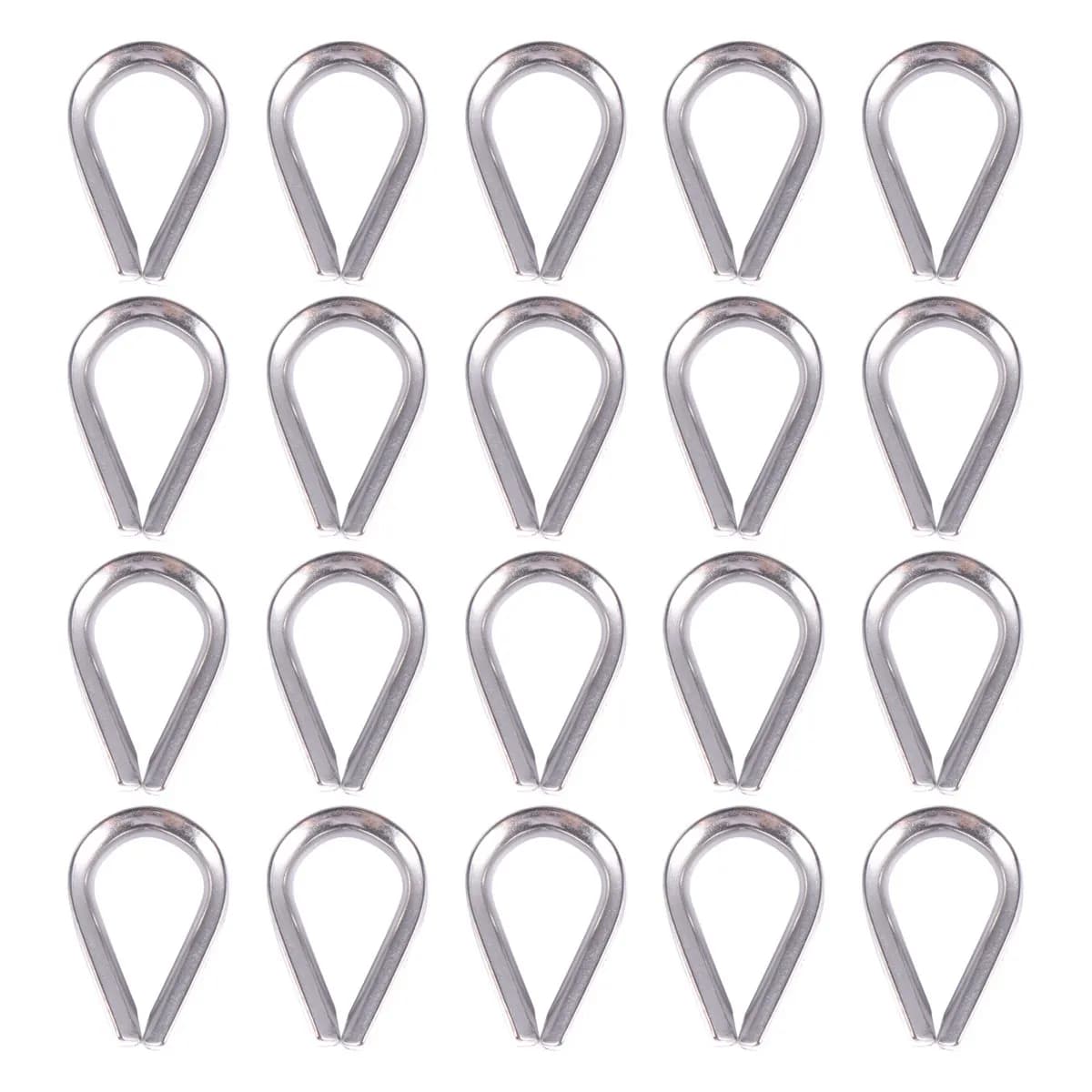 20Pcs Stainless Steel Wire Thimbles Corrosion Resistant Cable Thimble Sleeve for Wire Rope Eye Protection Marine Rigging