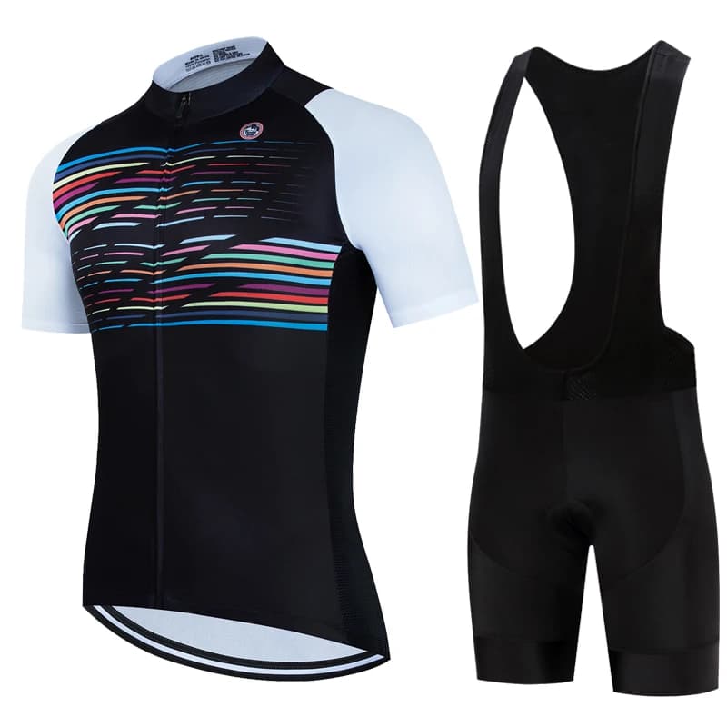 Set di abbigliamento da ciclismo estivo da uomo, maglia a maniche corte ad asciugatura rapida, pantaloncini traspiranti, abbigliamento sportivo per ciclismo su strada