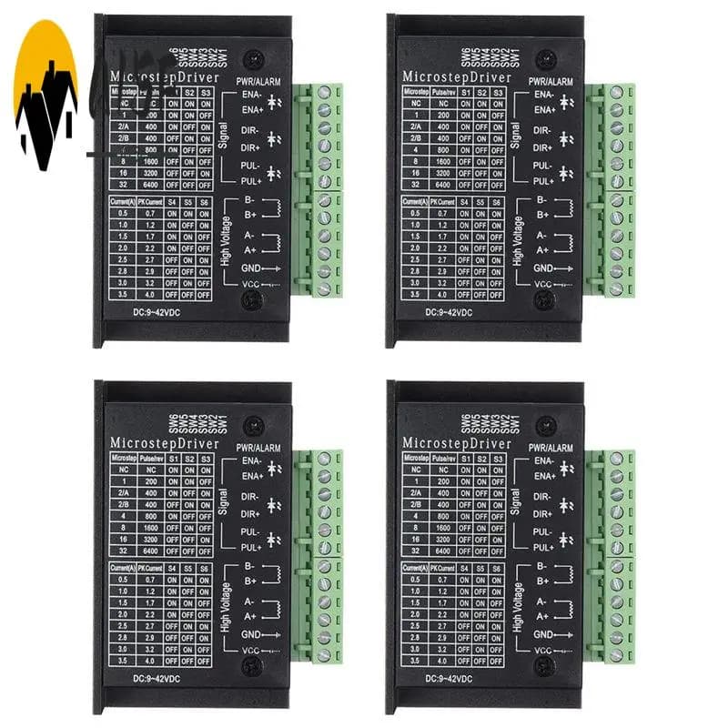 Driver per motori passo-passo A15F-TB6600, controller per driver passo-passo 4A da 4 pezzi Mini driver passo-passo digitale CNC per motore passo-passo 42/57/86