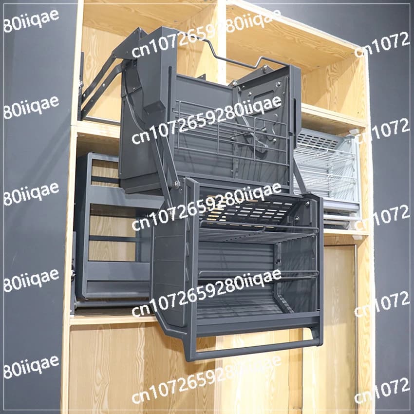 Layer Hanging Cabinet Pull-down Elevator Kitchen Storage Rack Refrigerator Top Cabinet Double Body Lifting Pull Basket Double