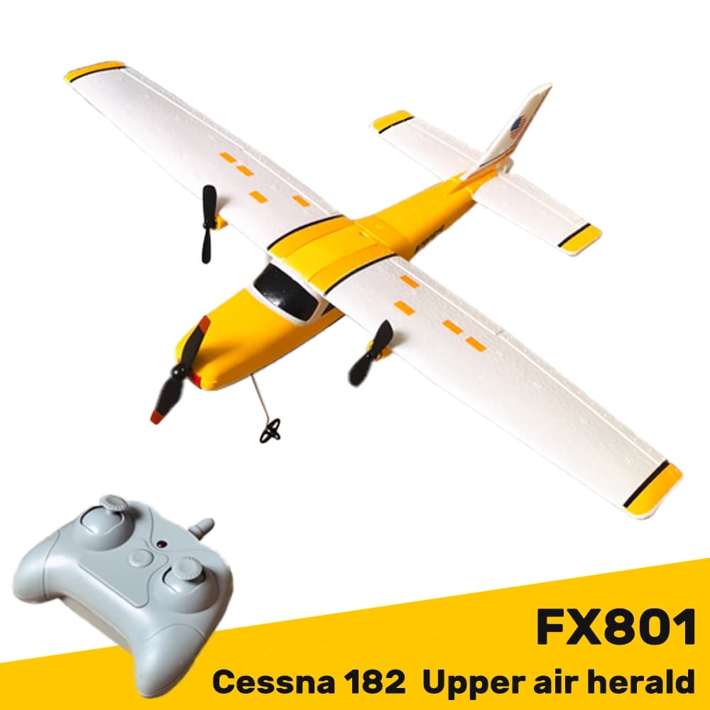 Aereo RC FX801, Aliante con Telecomando 2.4G e Giroscopio, Aereo ad Ala Fissa 2CH, Giocattolo da Esterno, Drone CESSNA 182 per Bambini