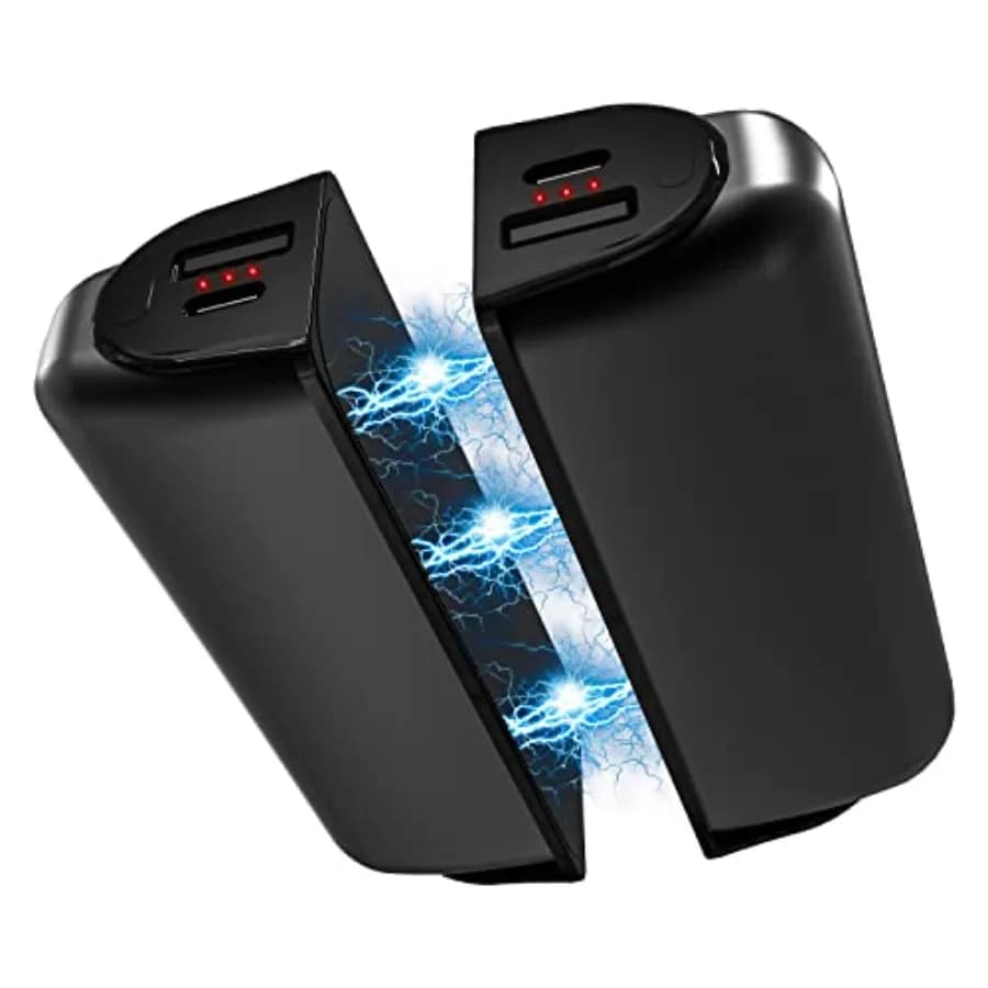 Scaldamani Ricaricabili 2 Pezzi, Power Bank Elettrico AI con Magnete Separabile da 10000mAh, 3 Livelli, per Campeggio, Caccia in Inverno