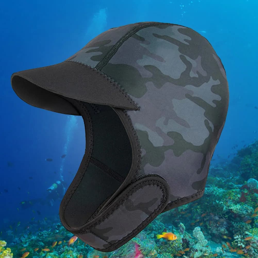 Copricapo da sub da 2 mm, resistente al freddo, caldo, da uomo, da donna, per lo snorkeling, protezione solare, cappello da nuoto per il surf all'aperto