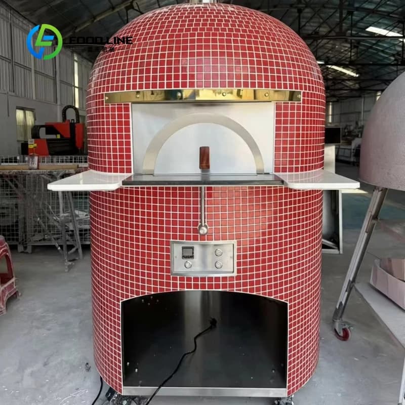 Customized Dual‑Use Wood Fired Pizza Oven Mosaic Tile Refractory Stone Neapolitan Pizza Baking Oven for Commercial Kitchen