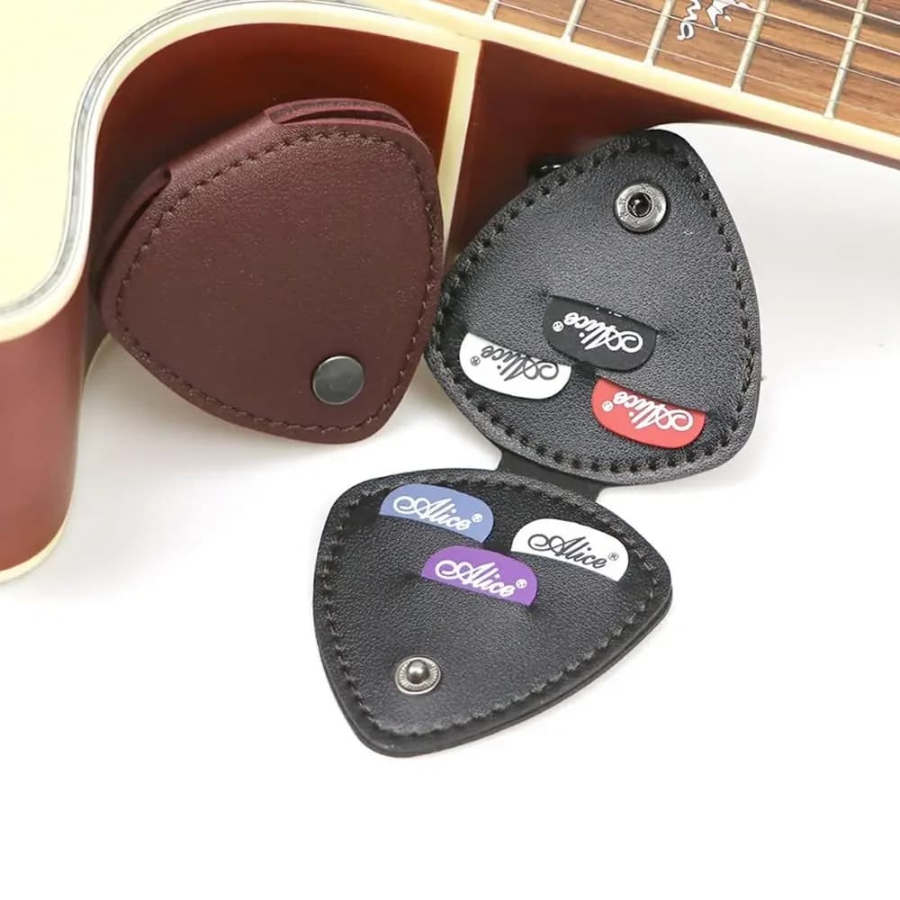 Custodia per plettri per chitarra durevole in pelle PU Custodia per plettri per chitarra antipolvere impermeabile Porta plettri per chitarra