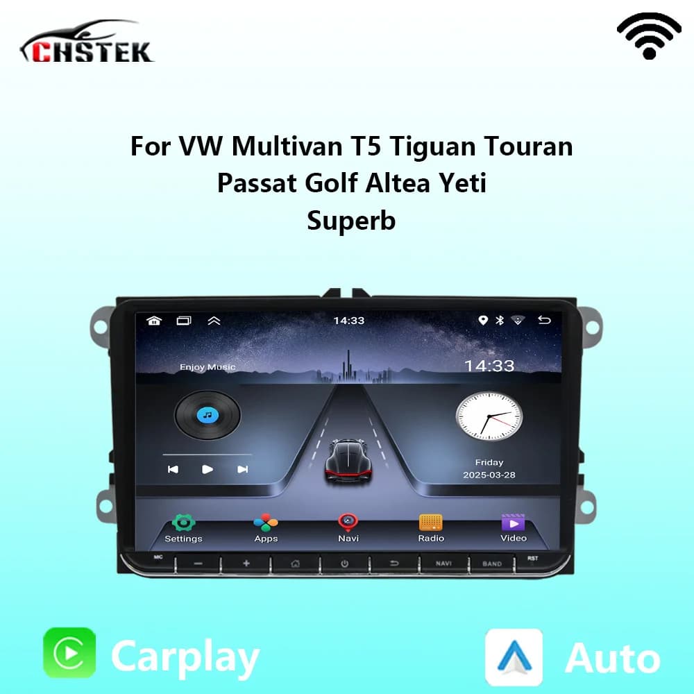 CHSTEK Autoradio Carplay for Seat Skoda VW Golf Polo Passat Beetle Touran Superb Altea Bluetooth Navigation WIFI 9 "Android Auto