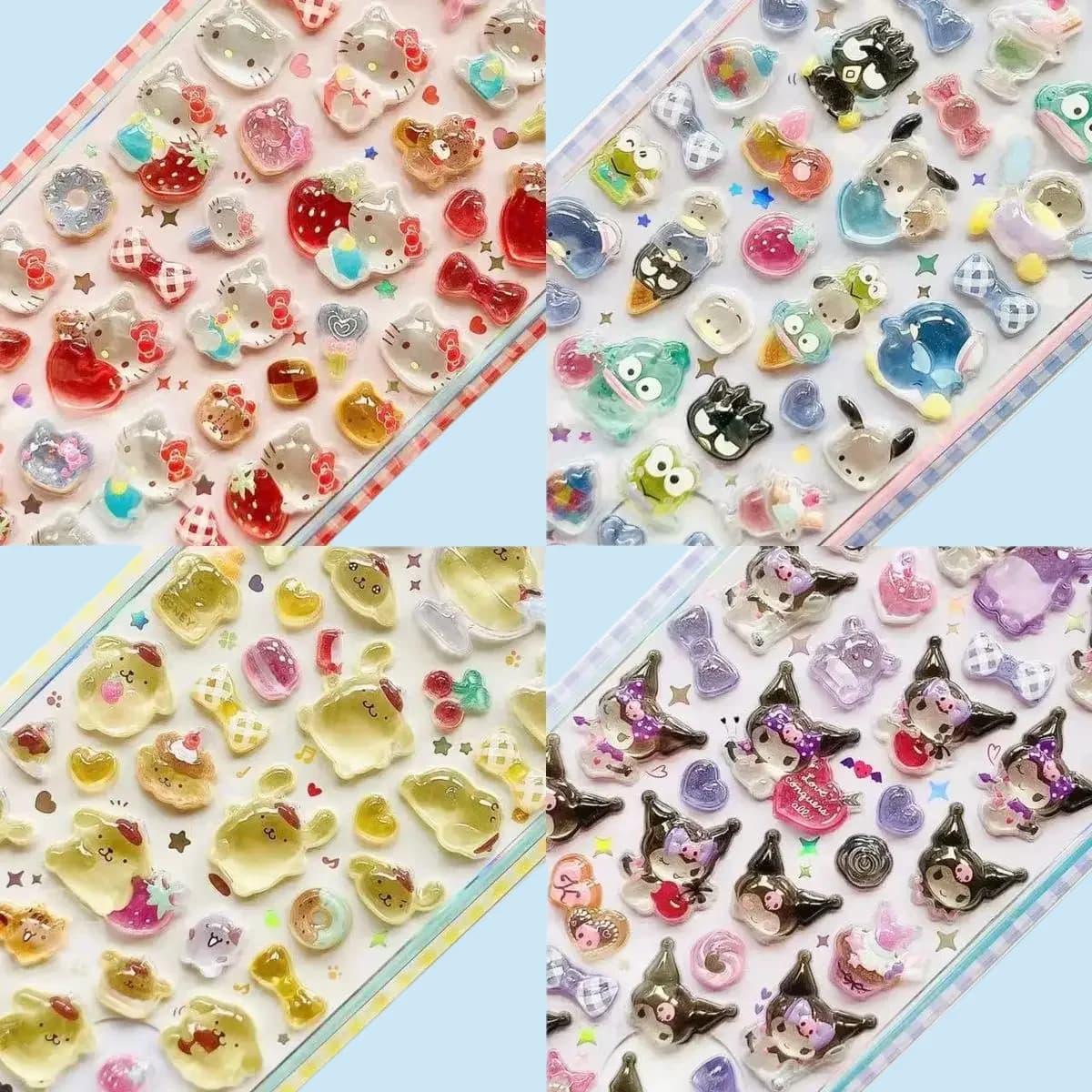 Nuovi Adesivi 3D in Cristallo con Cartoni Animati, Decorazioni Fai-da-Te per Quaderni, Adesivi per Feste, Kuromi, My Melody, Decorazioni per Laptop e Frigorifero