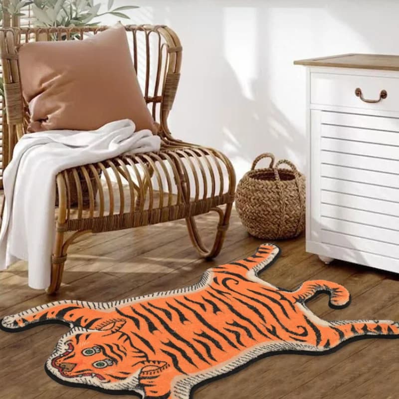 Cartoon Shaped Tiger Carpet Living Room Children's Bedroom Bedside Rugs Home Decor Non-Slip Kitchen Balcony Floor Mats