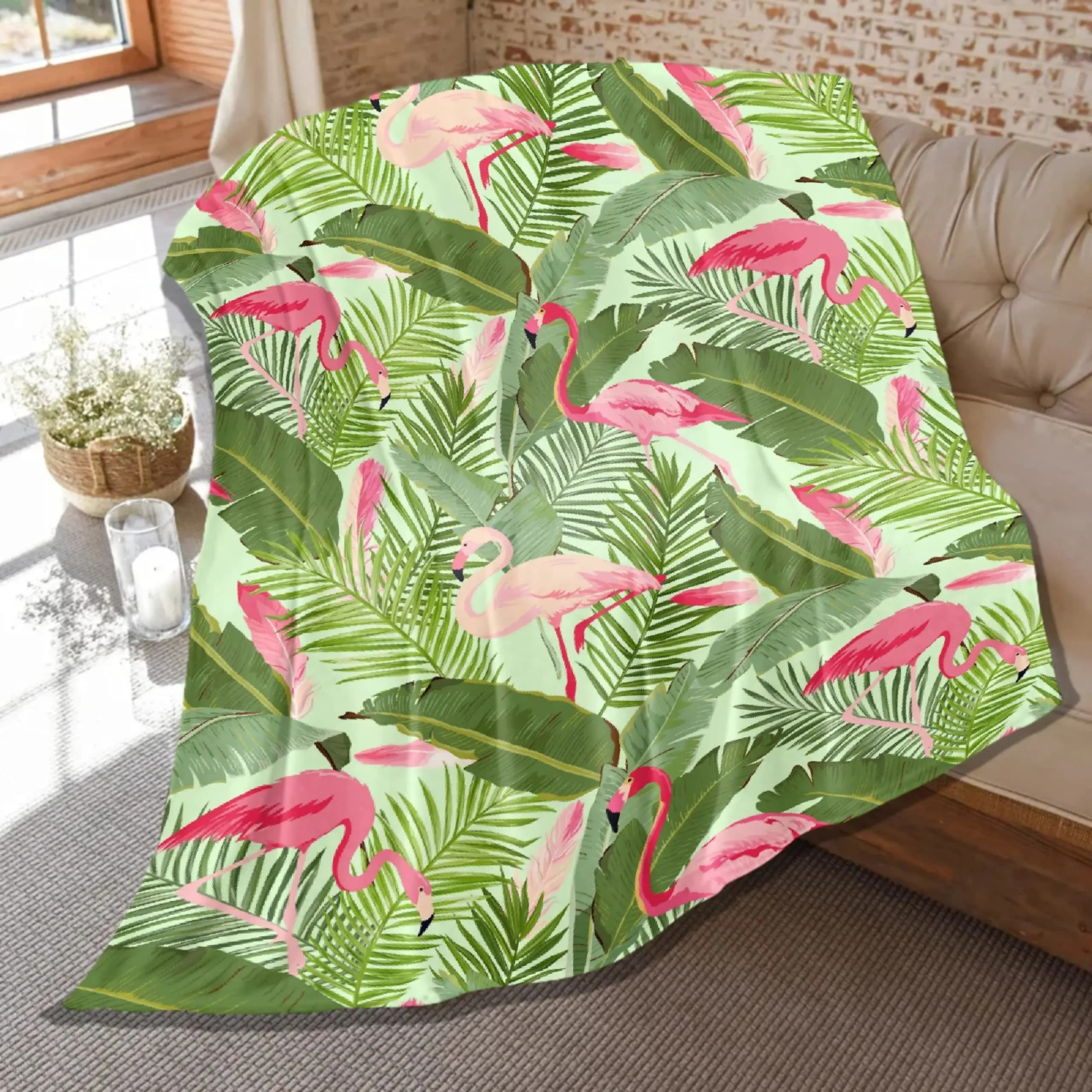 Coperta in Morbido Flanella con Fenicotteri, Plaid in Peluche per Donne e Ragazze, Decorazione per Camera da Letto e Soggiorno, Coperta da Viaggio