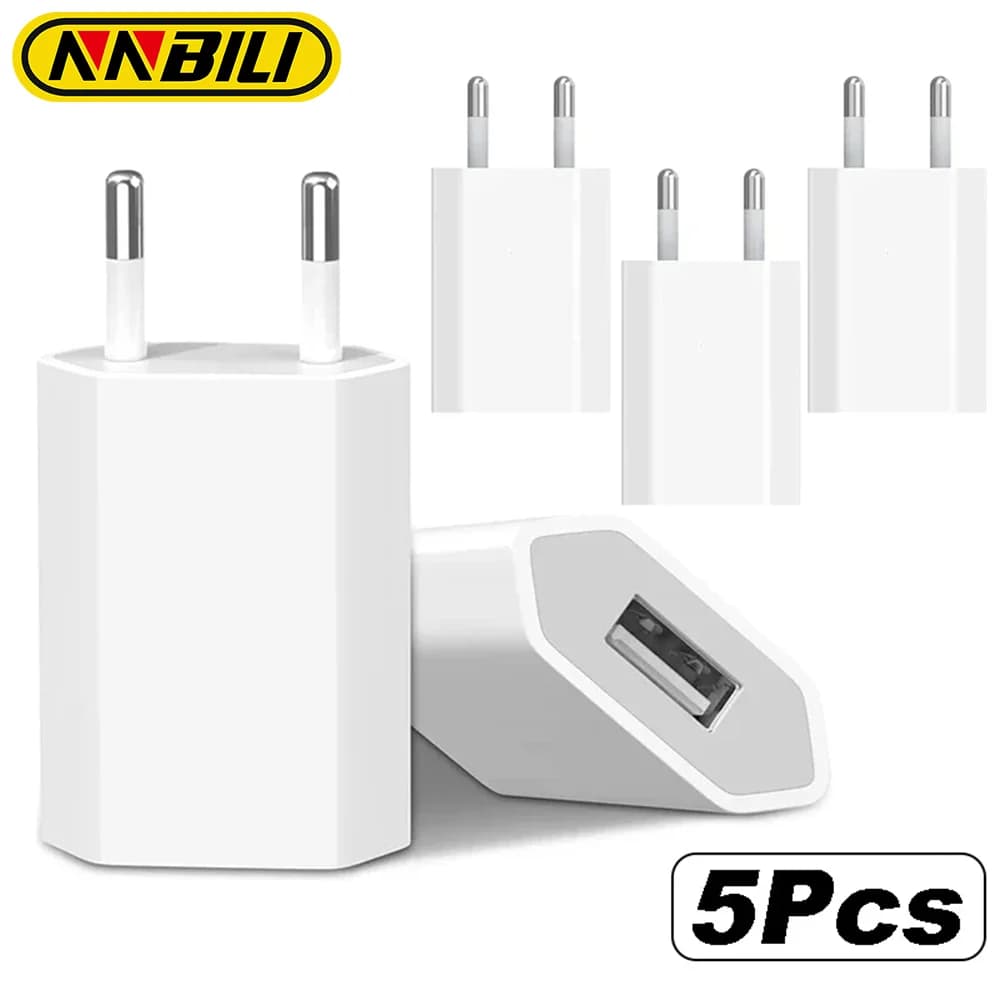 NNBILI 1-5 Pz Universal 5 V 1A EU Plug USB Wall Phone Charger For iPhone Samsung Xiaomi Redmi Google Huawei Charger Power Adapter