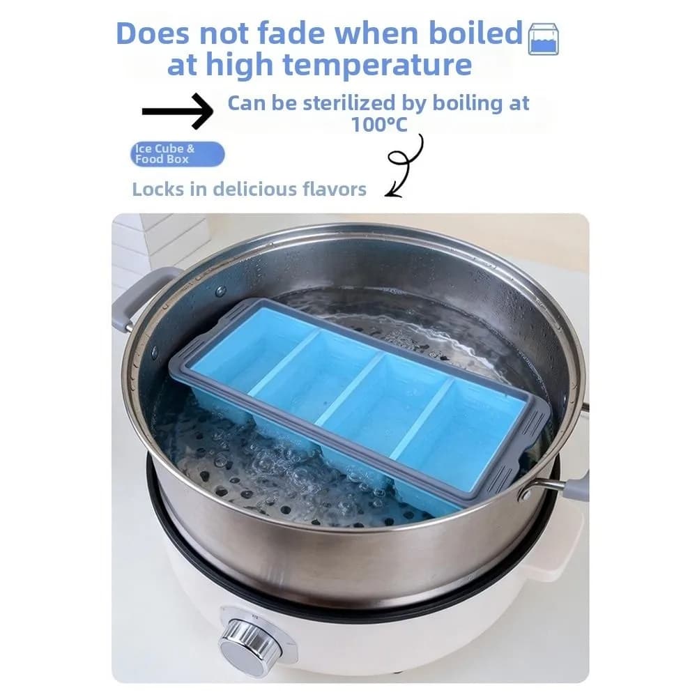 Stampo per Cubetti di Ghiaccio in Silicone Alimentare Facile da Sformare, Grande Formato 2/4/6 Scomparti, con Coperchio, per Uso Domestico