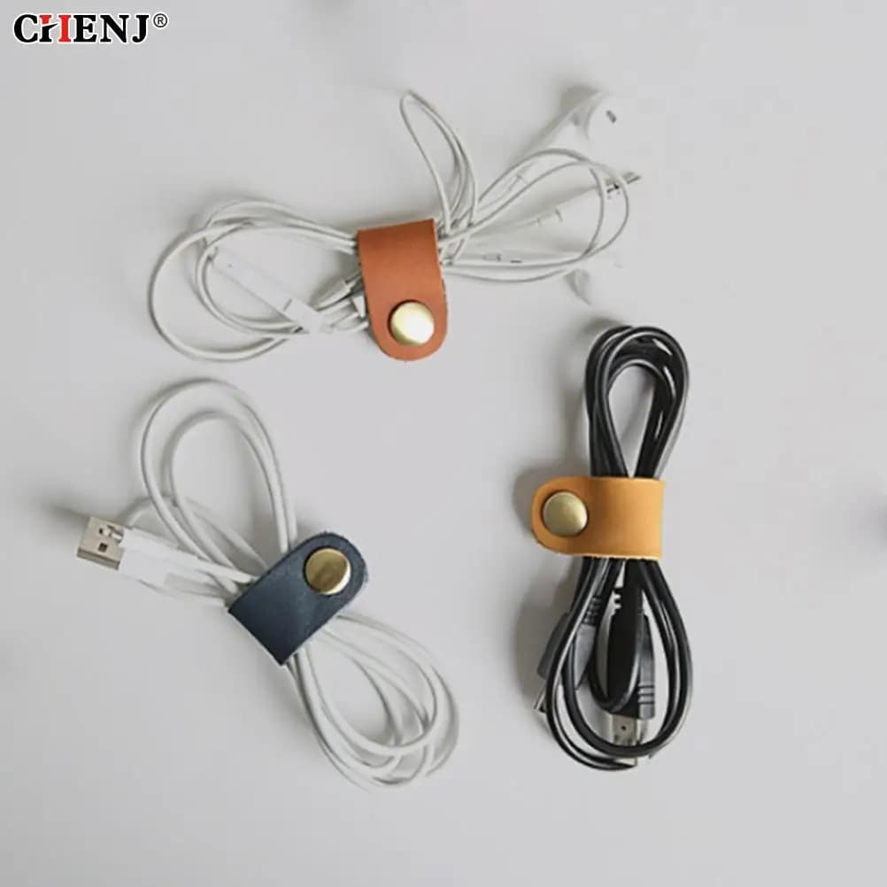 1 pz cuffia portatile auricolare cavo cavo USB cavo avvolgitore in pelle custodia per cuffie responsabile scrivania coreano