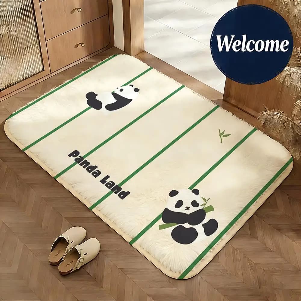 Tappetino morbido in flanella con animali, tappetino antiscivolo assorbente con panda, per bagno, camera da letto, decorazione per la casa