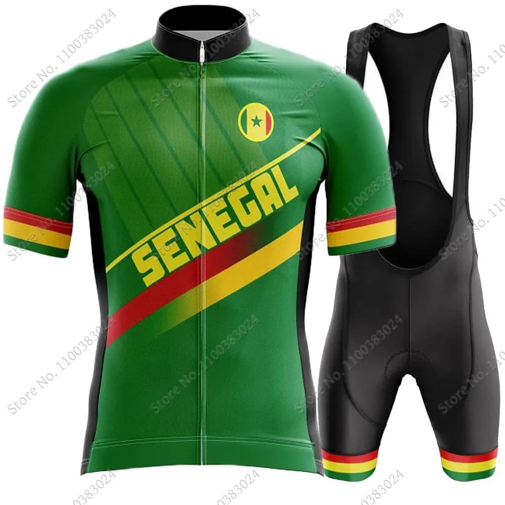 Maglia da ciclismo della squadra nazionale del Senegal 2023 Set abbigliamento da bicicletta estivo camicie da bici da strada tuta da bicicletta pantaloncini con bretelle MTB Ropa Maillot