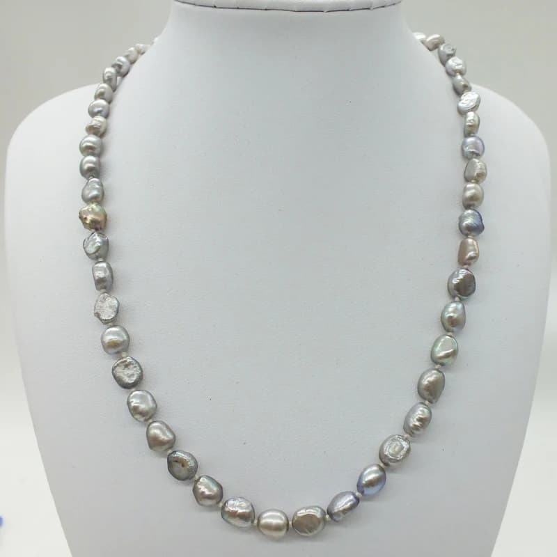 Collana di perle barocche di Tahiti grigie naturali da 6 mm 45 cm