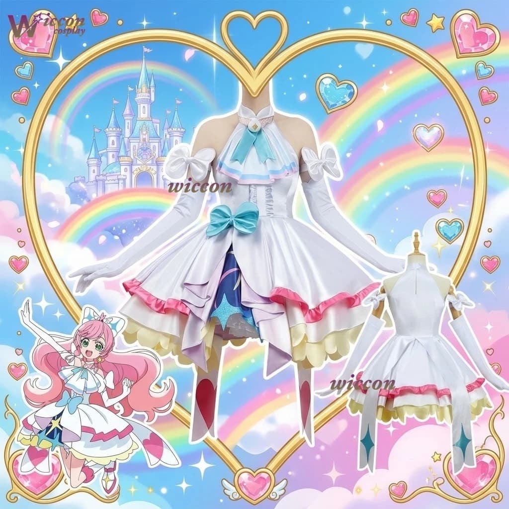 Costume Cosplay KospLAY Anime Halloween Hirogaru Sky Precure Cure Prism, Abito Lolita Kawaii per Donne