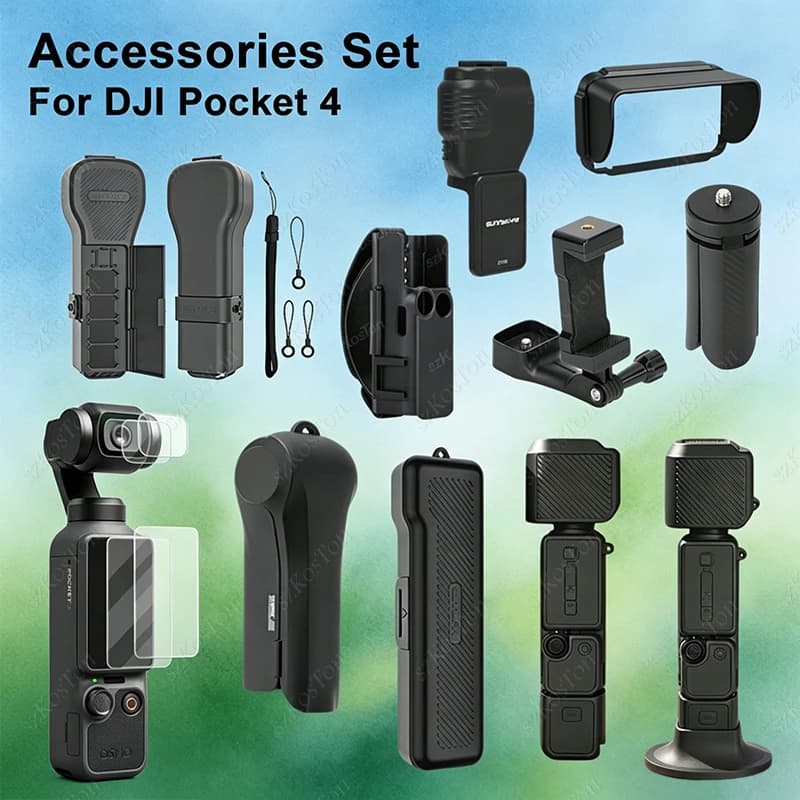 For DJI OSMO Pocket 4 Accessories Set Protective Case/Storage Bag/Lens Screen Protector/Mini Tripod Content Creator Accessory