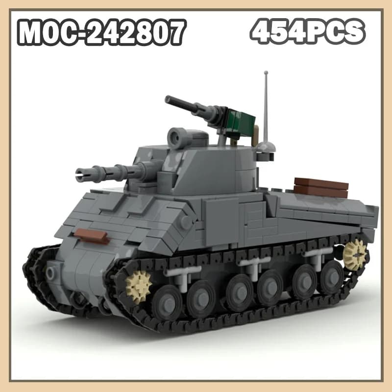 MOC-242807 Building Blocks M4 Sherman Tank MOC Military Tank Model Creative Gift Puzzle Blocks Set 454PCS