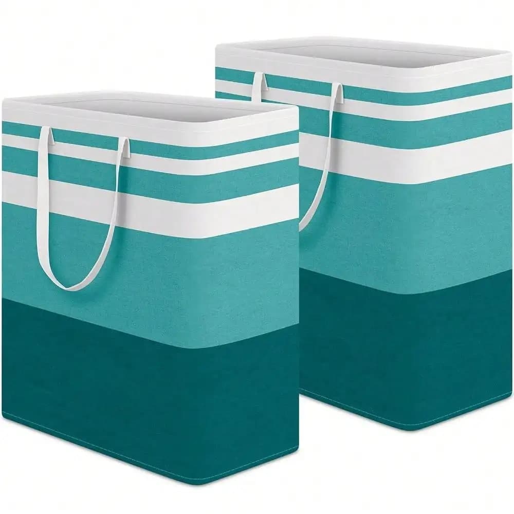 2 Pack Large Laundry Baskets, Laundry Hampers Bags (G Reen 100Lx2) | Waterproof, Freestanding, Collapsible Clothes Hamper With Reinforced Handles In Laundry Room, Dorm, Bathroom, Bedroom