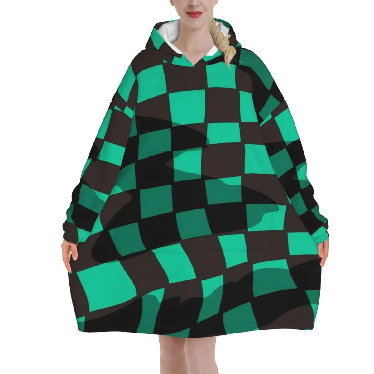 Demons Slayers Blanket Hoodie Wearable Blanket Large with Pocket Warm Sleeping Bag Soft Cozy Onesie